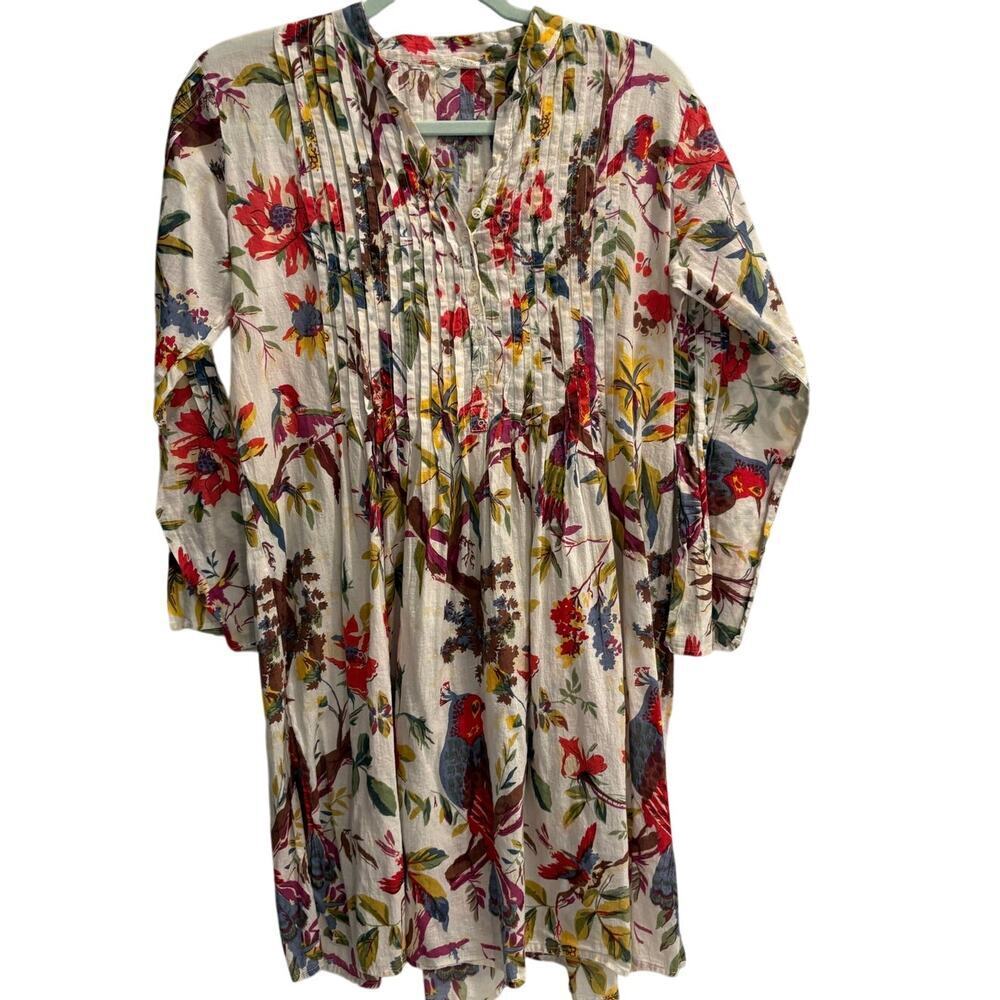 Ginger Blossom Tunic Dress Pleats Florals See Measurements for Sizing